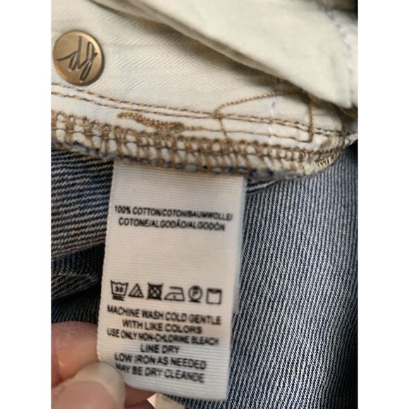 We the Free Skirt Womans 26 Blue Denim Mini Skirt Full Zipper Raw Hem Minimalist - Picture 4 of 6